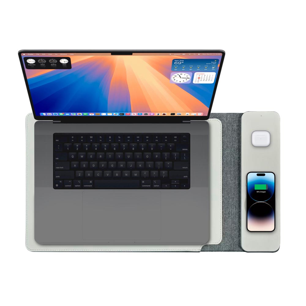 Laser Wireless Charging Laptop Sleeve Up to 16 Inch - Grey - Packshot 3