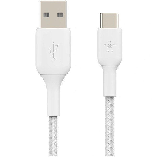 Belkin - BoostUP Charge Braided Cable USB-A to USB-C 2m - White - Packshot 1