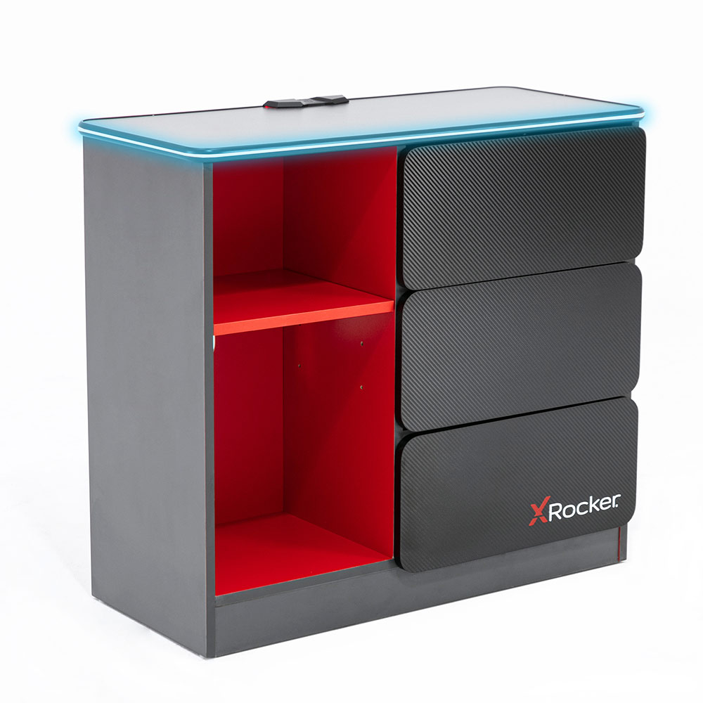 X Rocker Carbon-Tek Chest of 3 Drawers with LED Lights - Black - Packshot 3