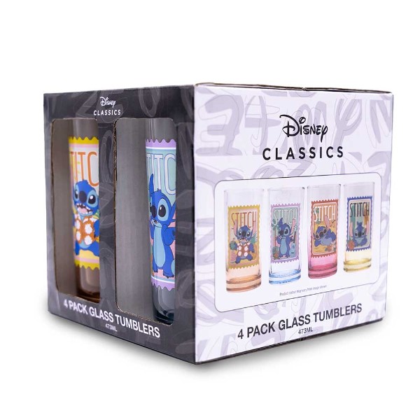 Disney - Lilo & Stitch - Stitch Postal Stamps Glass 4-Pack - Packshot 4