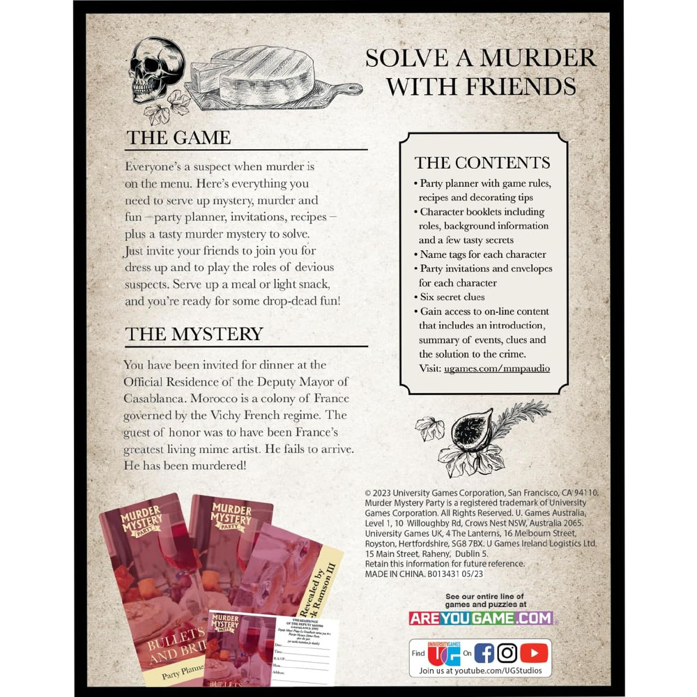 Murder Mystery Bullets and Brie Board Game Toys and Collectibles EB