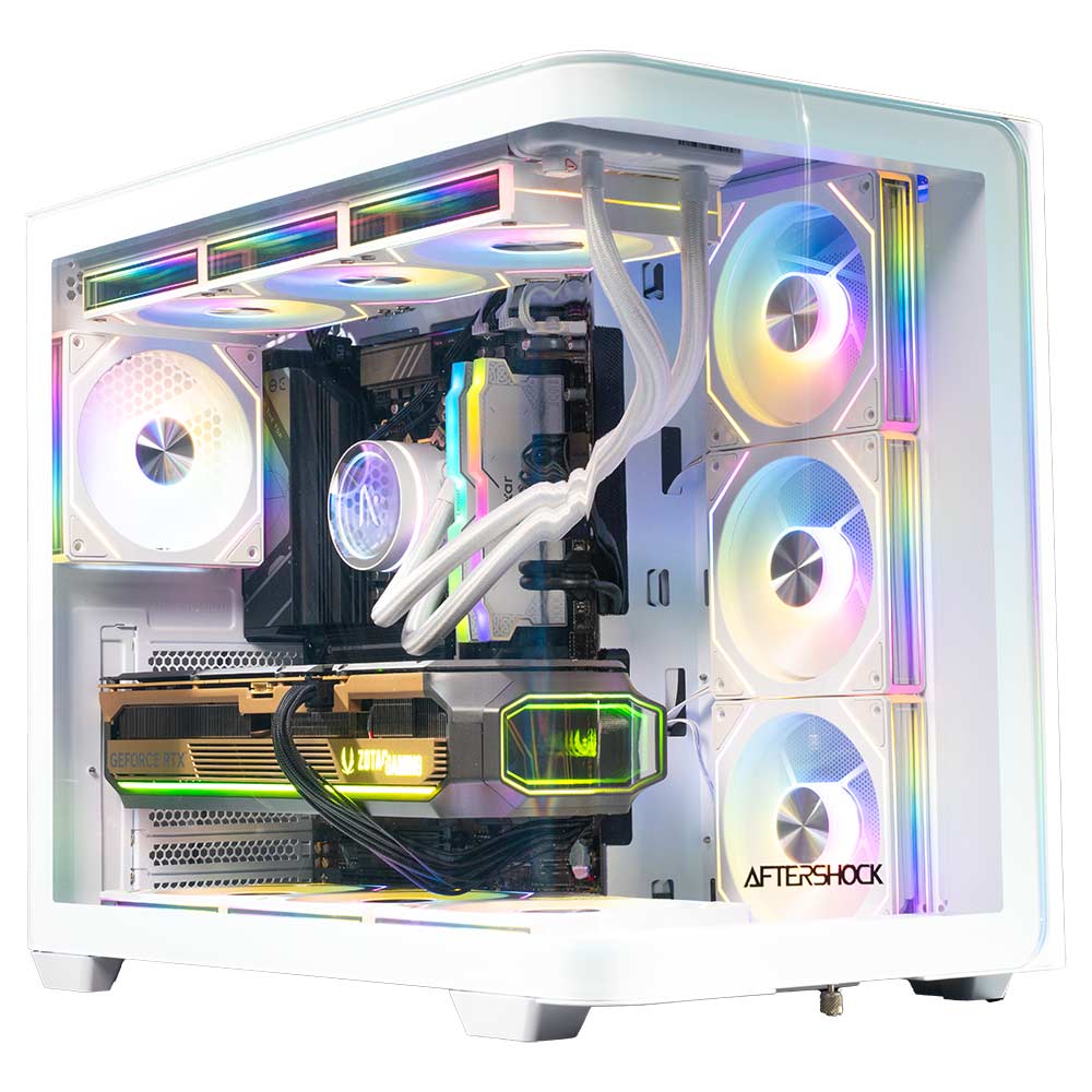 Aftershock NIMBUS PRO Gaming PC / R7 7800X3D | RTX 5070 Ti WHITE - Packshot 1