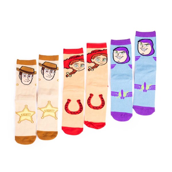 Pixar - Toy Story - Woody, Jessie & Buzz Character Kids 7-12 Crew Socks 3-Pack - Packshot 1