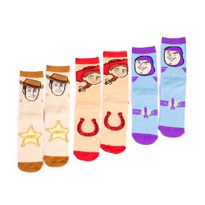Pixar - Toy Story - Woody, Jessie & Buzz Character Kids 7-12 Crew Socks 3-Pack