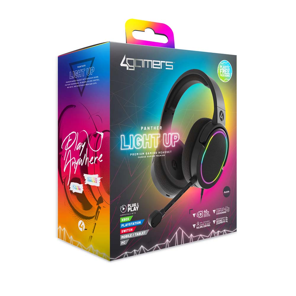 4Gamers Panther LED Light Up RGB Premium Wired Gaming Headset - Packshot 2