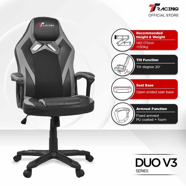 TTRacing Duo V3 Gaming Chair - Grey - Packshot 2