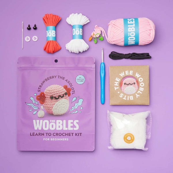 The WOOBLES - Strawberry the Axolotl Crochet Kit - Packshot 2