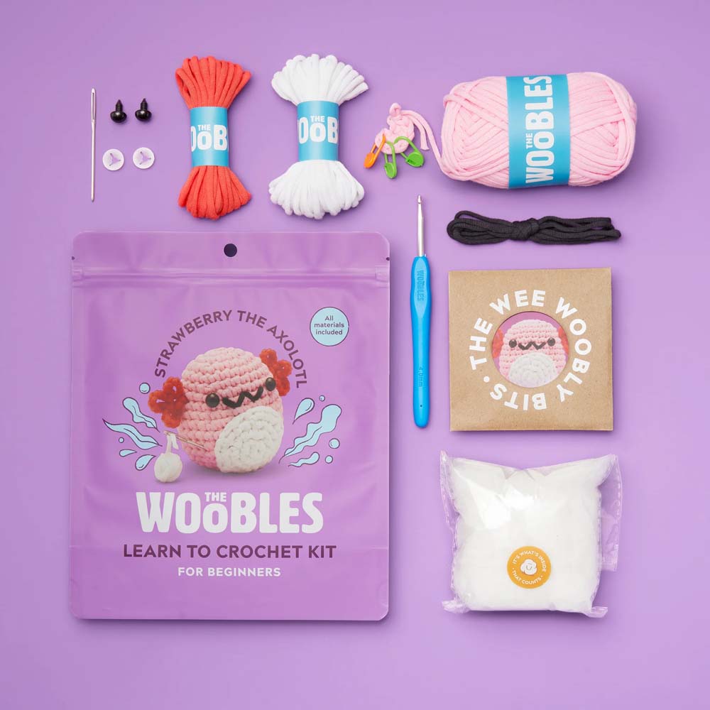 The WOOBLES - Strawberry the Axolotl Crochet Kit - Packshot 2