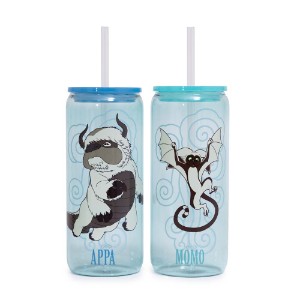 Avatar: The Last Airbender - Appa & Momo Glass Cup with Straw Twin Pack