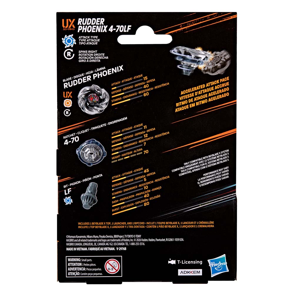 Beyblade X Rudder Phoenix 4-70LF UX Starter Pack Set - Packshot 6