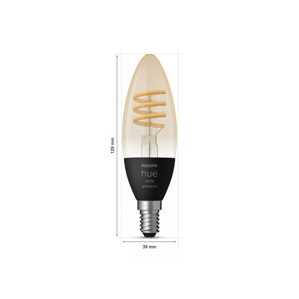 Philips - Hue White Ambiance Filament E14 Candle-Shaped Smart Bulb - Packshot 3