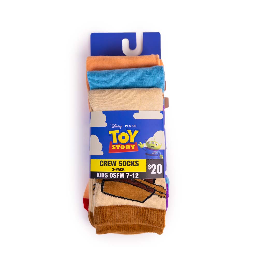 Pixar - Toy Story - Woody, Jessie & Buzz Character Kids 7-12 Crew Socks 3-Pack - Packshot 2