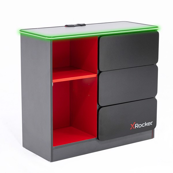 X Rocker Carbon-Tek Chest of 3 Drawers with LED Lights - Black - Packshot 4