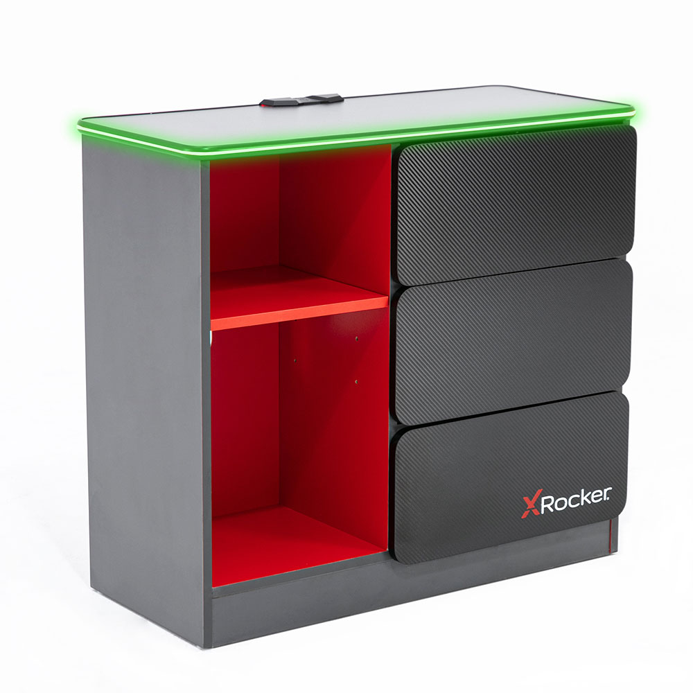X Rocker Carbon-Tek Chest of 3 Drawers with LED Lights - Black - Packshot 4