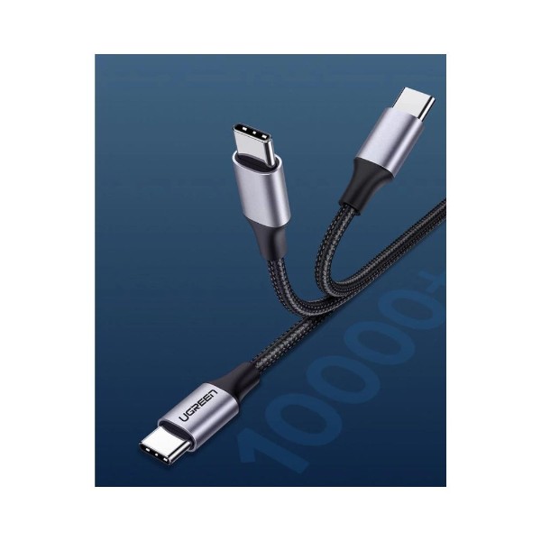 UGREEN USB-C 2.0 Male to USB-C 2.0 Male Cable 1m 60W Fast Charging 480 Mbps Data Transfer Braided - Packshot 3