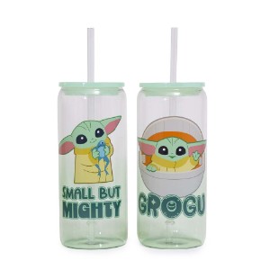 Star Wars - The Mandalorian - Grogu Glass Cup with Straw Twin Pack