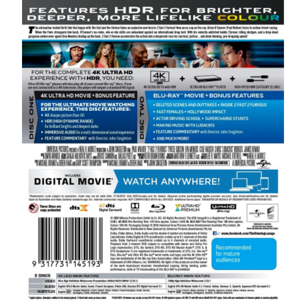 2 Fast 2 Furious (4K UHD / Blu-ray / Digital) - Packshot 2