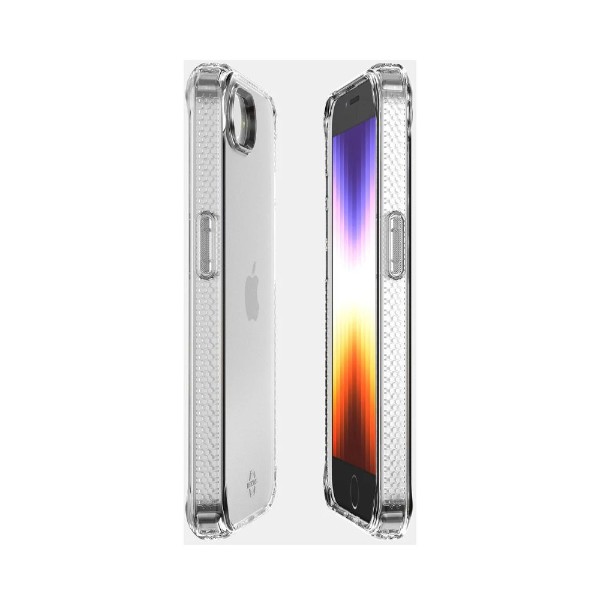 ITSKINS Spectrum Clear iPhone 16e Case Black 3M Drop Safe Anti Shock Recycled Air Pocket Corners - Packshot 3