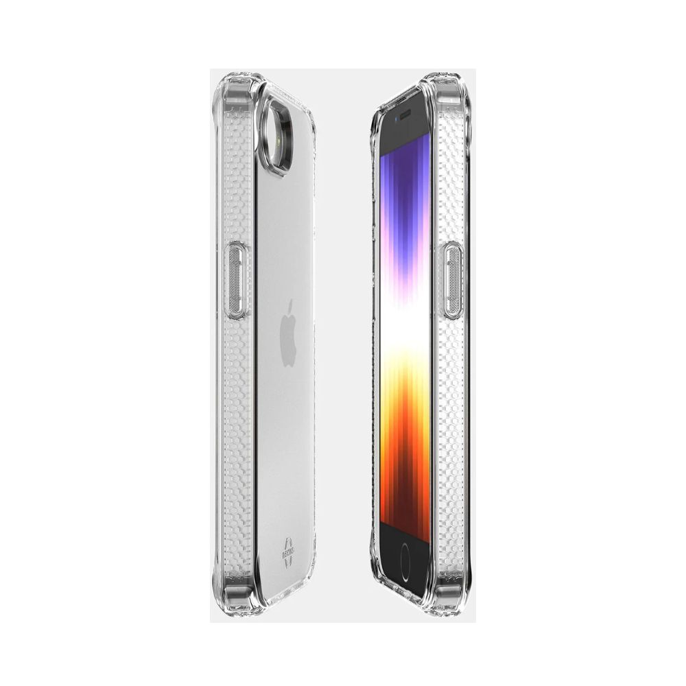 ITSKINS Spectrum Clear iPhone 16e Case Black 3M Drop Safe Anti Shock Recycled Air Pocket Corners - Packshot 3