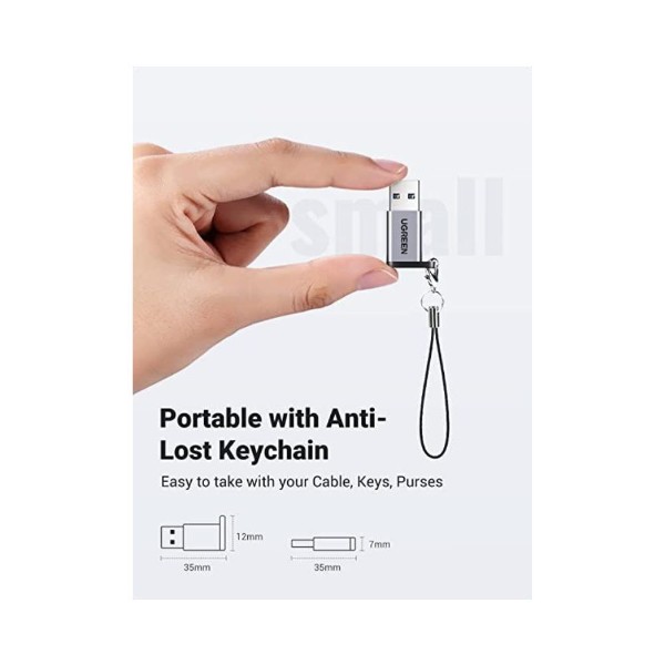 UGreen USB 3.0 to USB-C Adapter M F 5Gbps Data Transfer 3A Charging Gray - Packshot 2