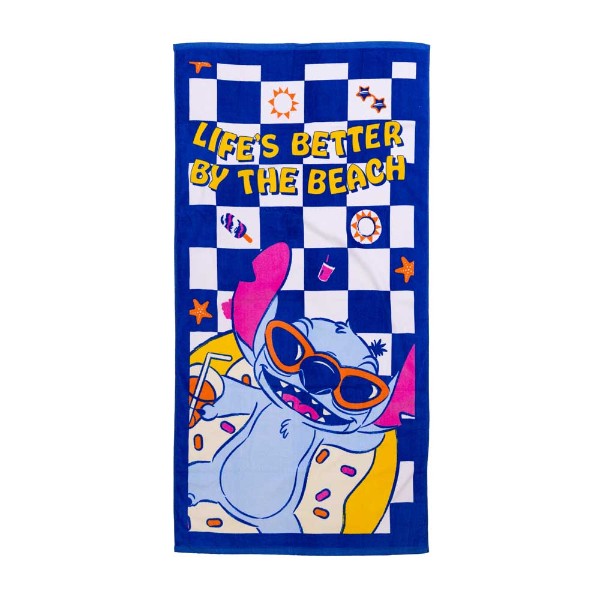 Disney - Lilo & Stitch - Life's Better on the Beach Checkered Towel - Packshot 1
