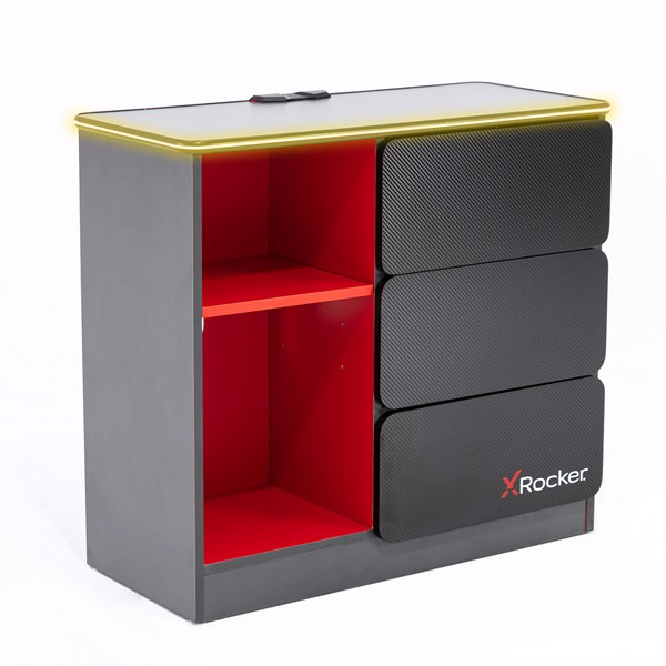 X Rocker Carbon-Tek Chest of 3 Drawers with LED Lights - Black - Packshot 2