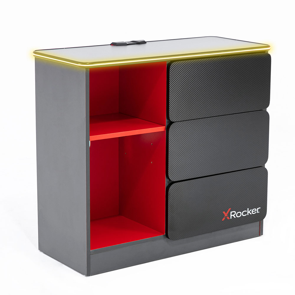 X Rocker Carbon-Tek Chest of 3 Drawers with LED Lights - Black - Packshot 2