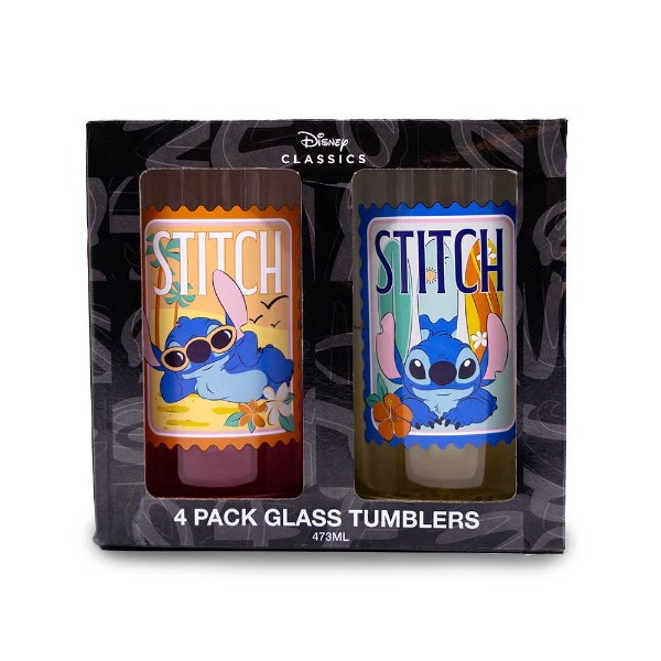 Disney - Lilo & Stitch - Stitch Postal Stamps Glass 4-Pack - Packshot 3