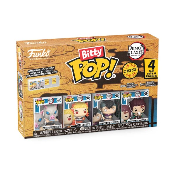Demon Slayer - Inosuke Hashibira, Kyojuro Rengoku, Genya Shinazugawa & Mystery Bitty Pop! Vinyl Figure 4-Pack - Packshot 2