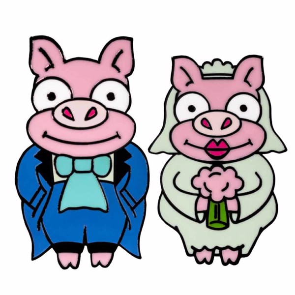 The Simpsons - Pig Bride & Groom Cufflinks Replica - Packshot 2