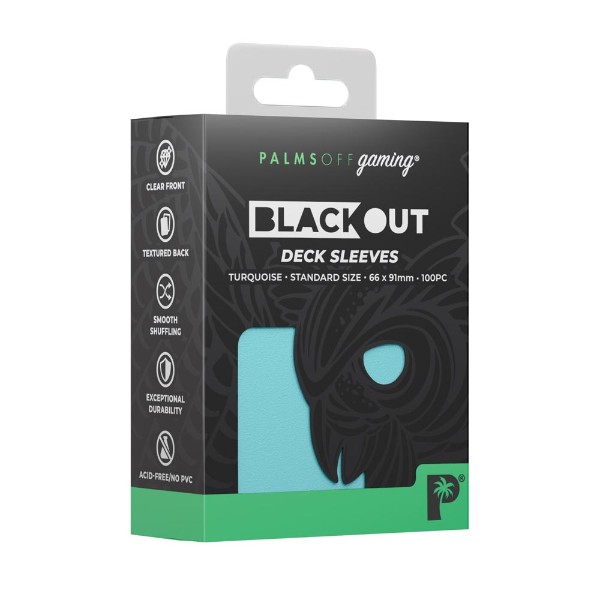 Palms Off Gaming - Blackout Deck Sleeves 100pk - Standard Size - Turquoise - Packshot 1