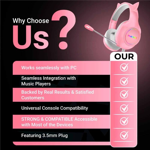 Playmax RGB Cat Ear Gaming Headset Ver. 2 - Pink - Packshot 5
