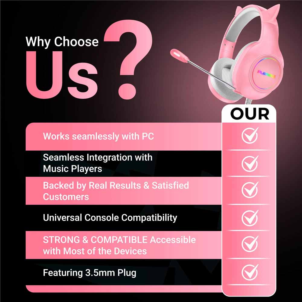 Playmax RGB Cat Ear Gaming Headset Ver. 2 - Pink - Packshot 5