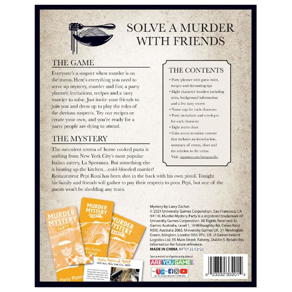 Murder Mystery Pasta, Passion and Pistols Board Game Toys and
