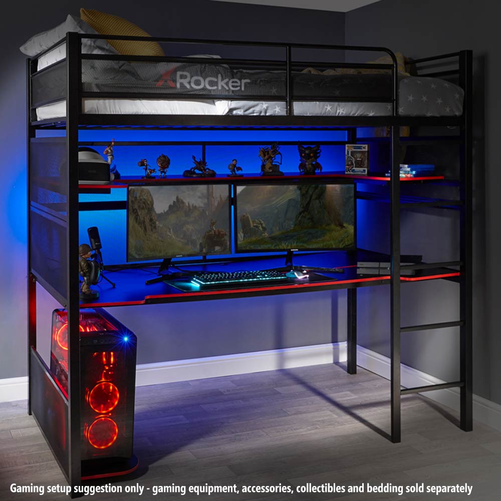 X Rocker Battlebunk Gaming High Sleeper Bed with Desk - Packshot 3