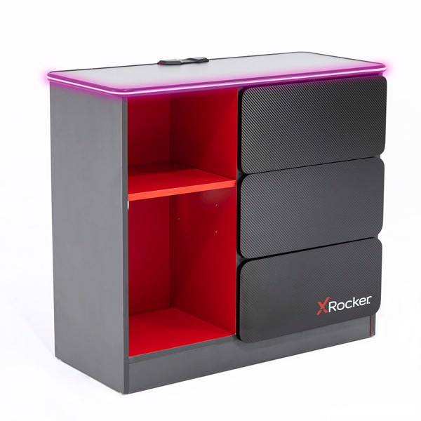 X Rocker Carbon-Tek Chest of 3 Drawers with LED Lights - Black - Packshot 5