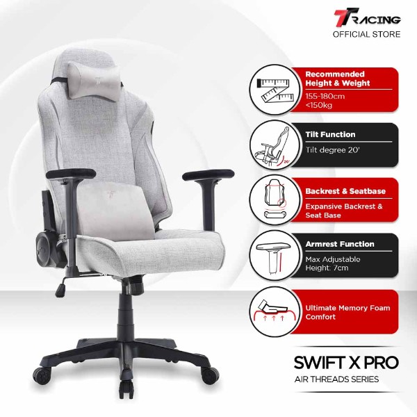 TTRacing Swift X Pro Air Threads Fabric Gaming Chair - Dawn - Packshot 5