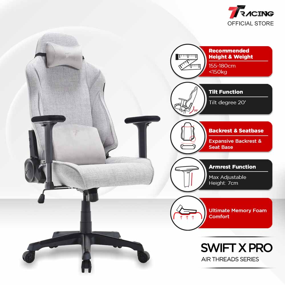 TTRacing Swift X Pro Air Threads Fabric Gaming Chair - Dawn - Packshot 5