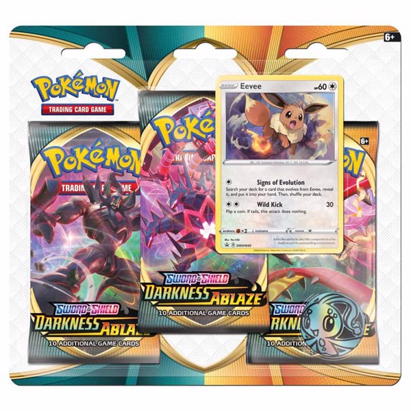 Pokemon - TCG - Sword & Shield Darkness Ablaze Three-Booster Blister (Assorted) - Packshot 1