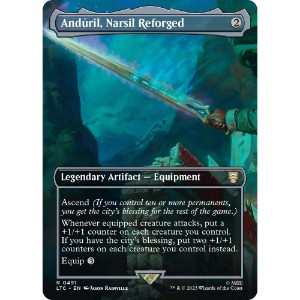 Magic: The Gathering - TCG - Commander: The Lord of the Rings: Tales of Middle-earth - Anduril, Narsil Reforged (Borderless) Foil 491 - NM/M