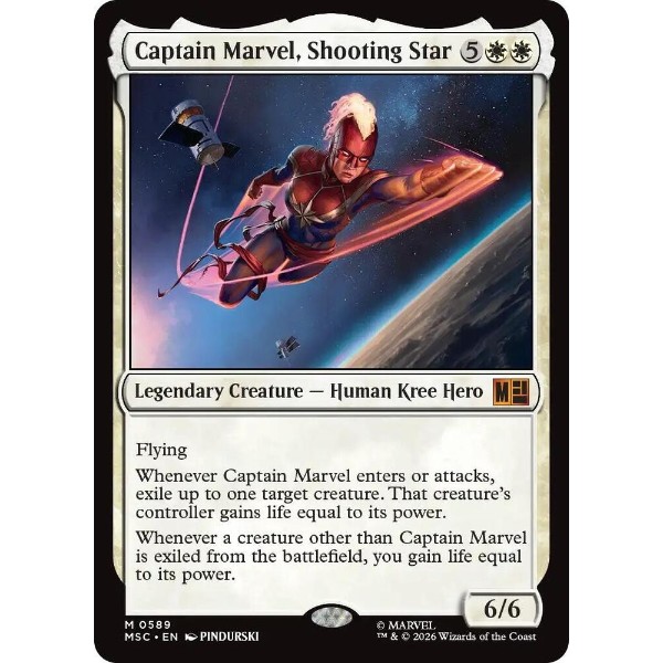 Magic: The Gathering - TCG - Commander: Marvel Super Heroes - Captain Marvel, Shooting Star Foil 589 - NM/M - Packshot 1