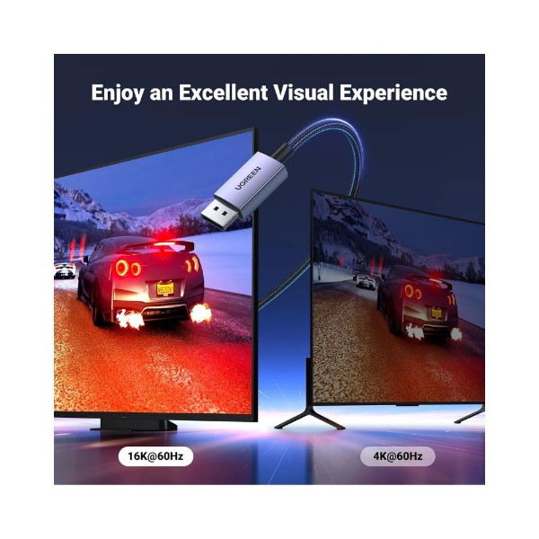 UGREEN DisplayPort 2.1 Cable 3.3FT 40Gbps 16K 30Hz 8K 240Hz HDR FreeSync G-Sync VESA Certified - Packshot 2
