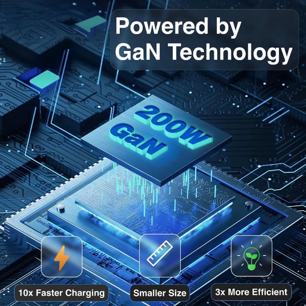 Laser PD3.0 200W GaN Wall Charger - Black - Packshot 5