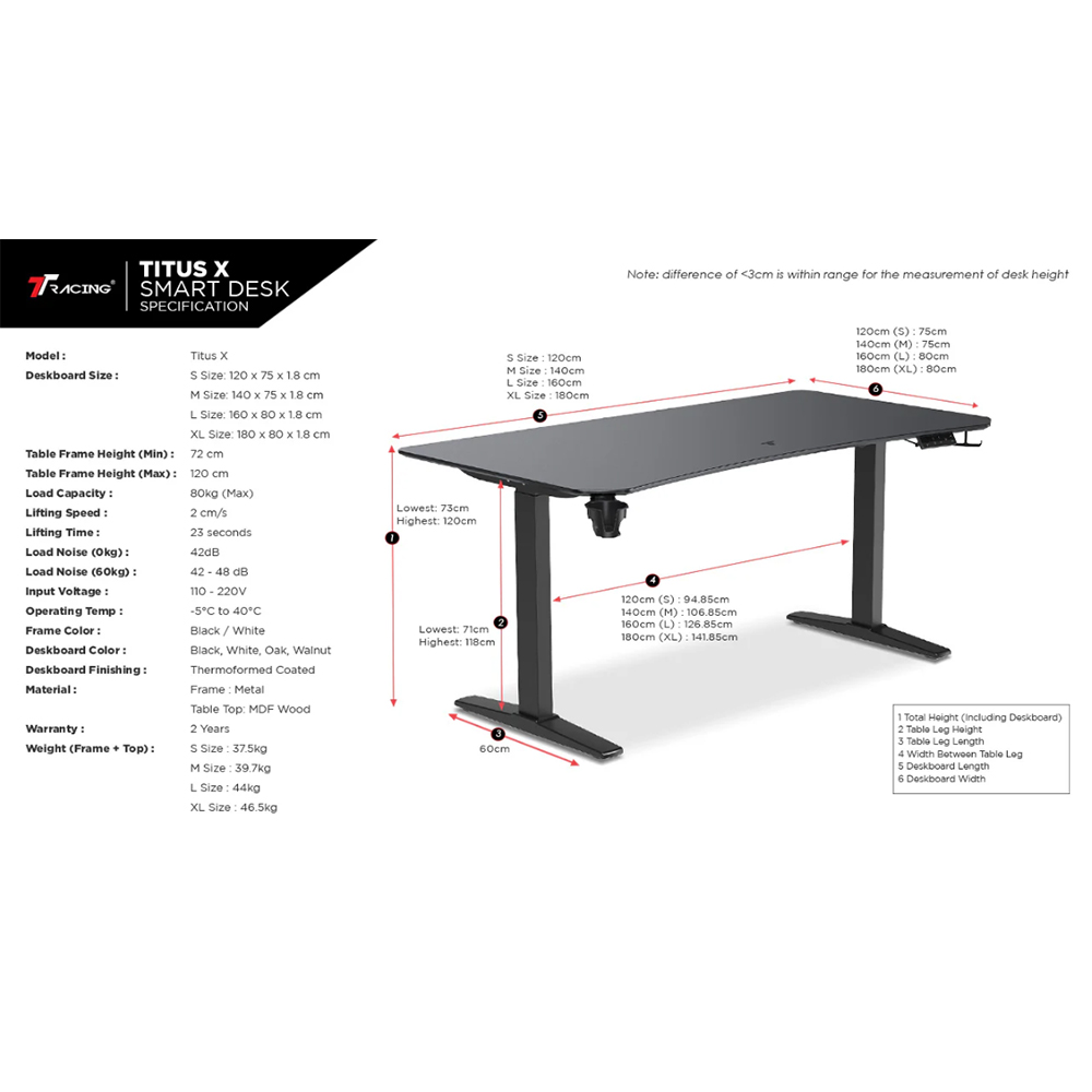 TTRacing - Titus X Smart Desk - 1.2m Walnut (S) - Packshot 2
