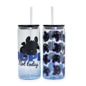 How to Train Your Dragon - Toothless Glass Cup with Straw Twin Pack