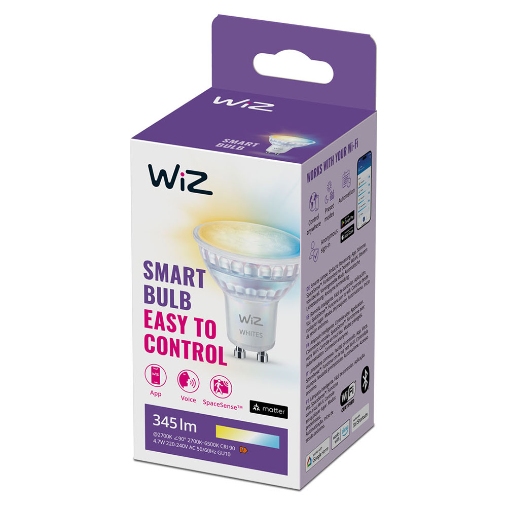 WiZ Spot 50W PAR16 GU10 Glass Smart Bulb - Tunable White - Packshot 2