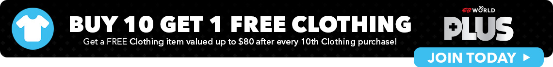 Buy 10 Get 1 Free Clothing with EB World PLUS - Join Today!