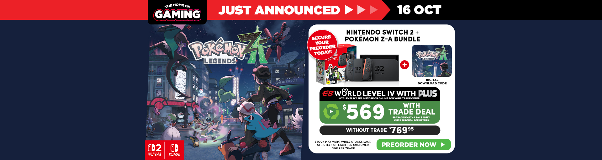 Nintendo Switch 2 Pokemon ZA Edition Announce