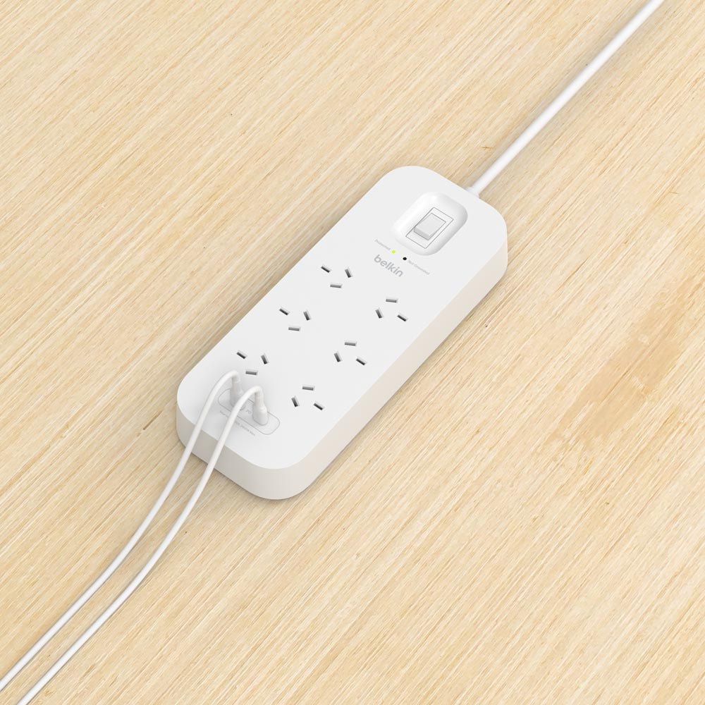 Belkin - Connect 6-Outlet 2 USB Surge Protector - Screenshot 4