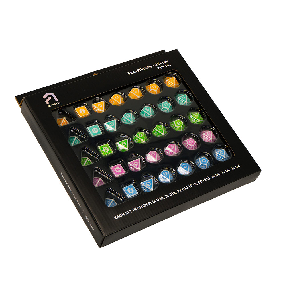 thumbnail image 2 of Polyhedral Dice (35 Pieces) With Black Pouches, 5 Complete Sets - Magic 2 of 13